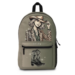 Personnalisé ! Bottes western de cow-girl, chapeaux, cadeaux pour amoureux pour la rentrée scolaire, fournitures, sac à dos, couleur neutre, nom personnalisé, sac à dos scintillant