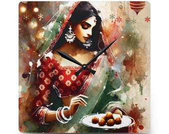 Reloj de pared acrílico personalizado Desi del sur de Asia, regalos de decoración para el hogar Desi, regalos para anfitrionas, regalos de inauguración de casa, Navidad, Diwali, regalos para las fiestas Desi