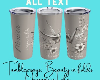 Personalisiert! 20 Unzen Origami Becher, eher faltbar, Geschenk für sie, Braut , Gunst, Kran, Blumen, künstlerische Edelstahlbecher