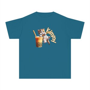 Personaliza la camiseta para niños, para niños, para amantes de los gatos Boba, gatitos, cumpleaños de niños, regreso a la escuela, camisetas, camisetas, camisetas con el nombre de Hello Kitty imagen 10