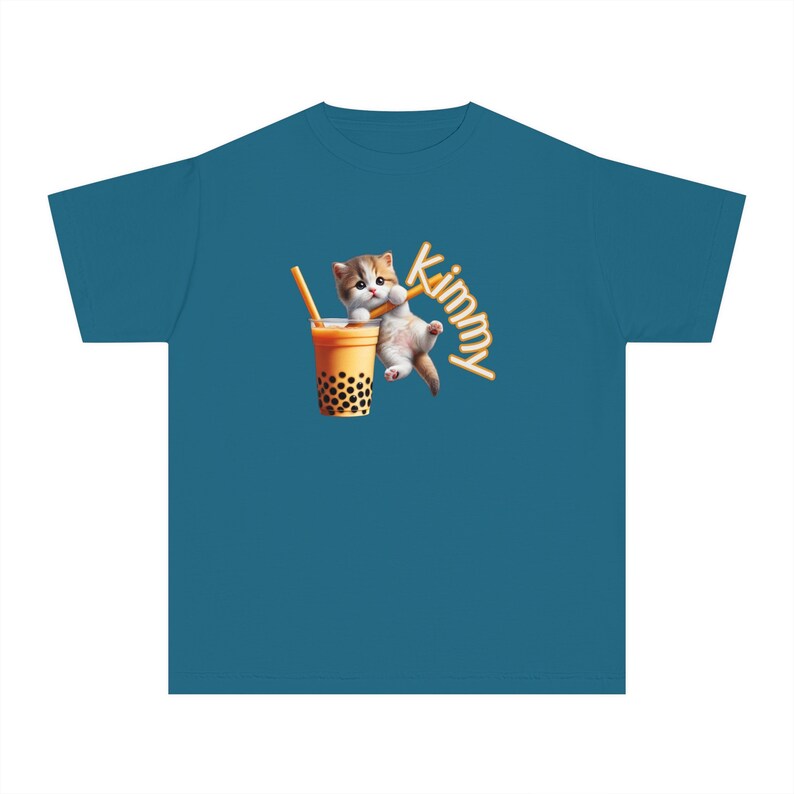 Personaliza la camiseta para niños, para niños, para amantes de los gatos Boba, gatitos, cumpleaños de niños, regreso a la escuela, camisetas, camisetas, camisetas con el nombre de Hello Kitty imagen 10