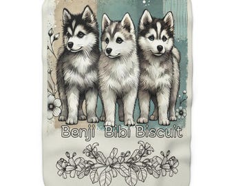 Customize text Sherpa fleece blanket Husky Huskies dog lover lovers dog mama gifts Siberian Husky blanket novelty gift for mom, wife