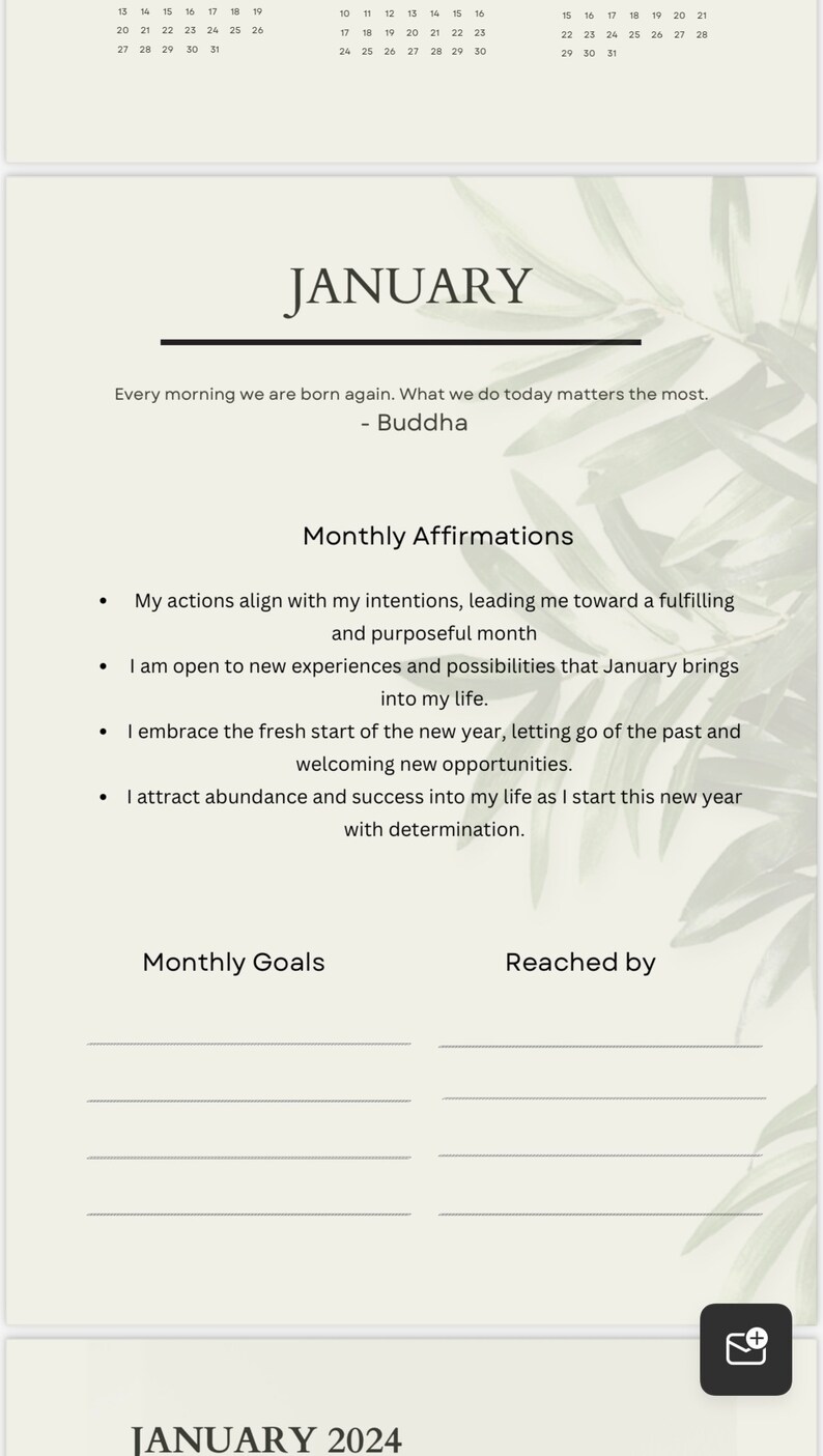 Mindful Printable Fillable Digital Calendar 2024 Simple Monthly Planner