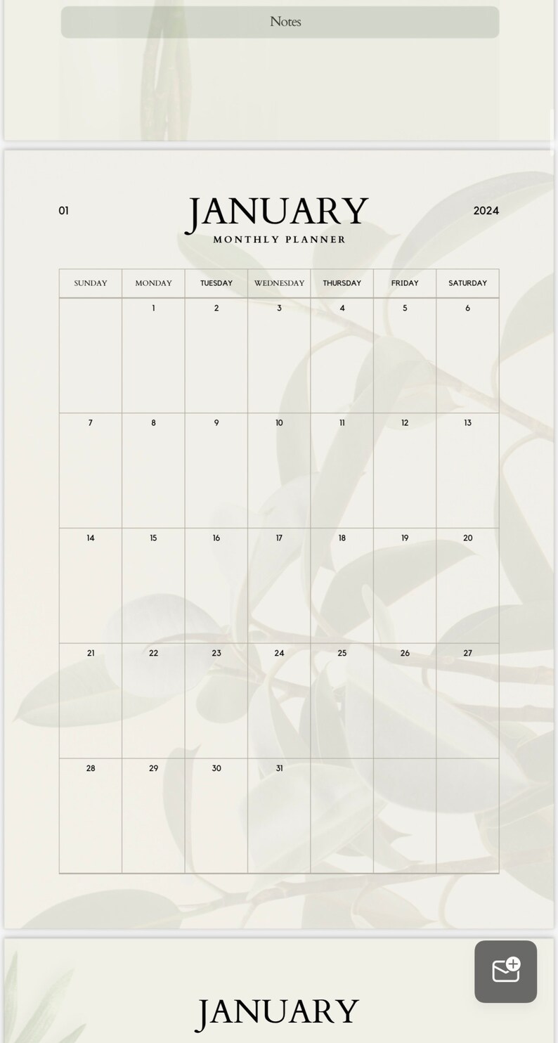 Mindful Printable Fillable Digital Calendar 2024 Simple Monthly Planner