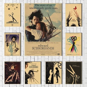 Edward ciseaux mains Film classique papier Kraft affiche Bar café salon salle à manger peintures décoratives murales