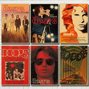 The Doors Jim Morrison-Póster de papel Kraft clásico, Bar, cafetería, sala de estar, comedor, pinturas decorativas de pared