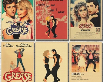 Grease Classic Kraft Paper Poster Bar Cafe Living Room Dining Room Wall Decorative Paintings
