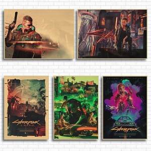 Cyberpunk-pinturas artísticas con personalidad creativa, póster de papel Kraft, Bar, cafetería, sala de estar, comedor, pinturas decorativas de pared