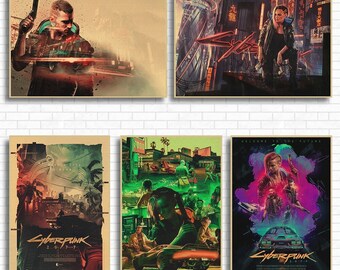 Cyberpunk Creativity Personality Art Paintings Kraft Paper Poster Bar Cafe Living Room Dining Room Wall Decorative Paintings