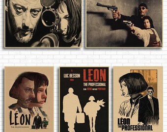 Leon The Professional Vintage Movie Kraft Paper Poster Bar Cafe Living Room Dining Room Wall Decorative Paintings