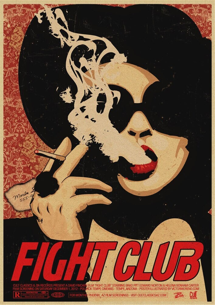 Fight Club Movie Kraft Paper Poster Bar Cafe Living Room Dining