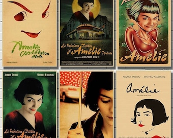 Amelie French Romantic Literature Kraft Paper Poster Bar Cafe Living Room Dining Room Wall Decorative Paintings