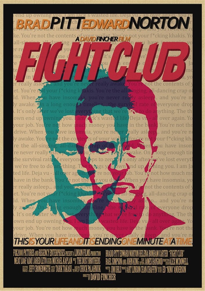 FIGHT CLUB ファイト・クラブ ANABAS コレクターズカード 額装品 Fight Club Movie Kraft Paper Poster Bar Cafe Living Room Dining