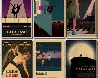 La La Land Movie Retro Kraft Paper Poster Bar Cafe Living Room Dining Room Wall Decorative Paintings