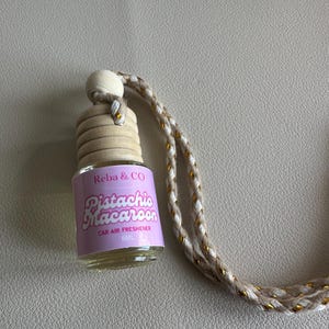 Pistachio Macaroon Car Air Freshener | Hanging Perfume Diffuser, Glass Bottle 6ml