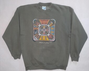 vintage 90s native american graphic sweatshirt sz xl navajo southwestern western