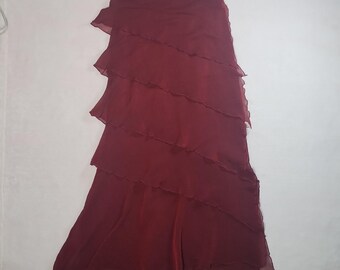 vintage y2k silk ruffle maxi skirt sz 6 gothic dark fairy avant garde vampire