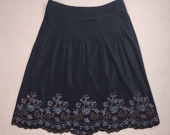 vintage y2k nwt knee length embroidered beaded skirt sz 10 whimsigoth fairycore