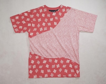 vintage 80s patchwork animal print aop graphic tee oversized sz s new memphis