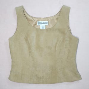 vintage 90s suede look shell sleeveless tank sz 10 western minimalist capsule