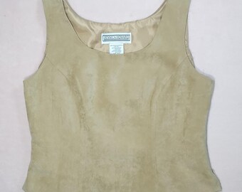 vintage 90s suede look shell sleeveless tank sz 10 western minimalist capsule