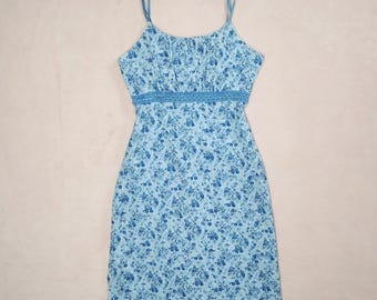 vintage 90s y2k fashion bug floral babydoll mini dress sz s cottagecore fairy