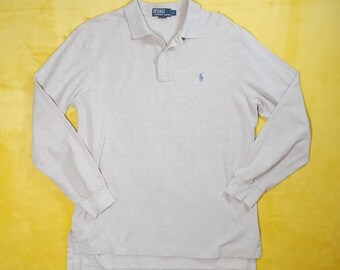 vintage 90s ralph lauren long sleeve logo polo shirt sz l preppy old money