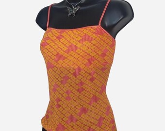 vintage y2k victorias secret sheer mesh quirky polka dot floral tank sz l 2000s