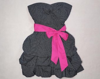 vintage y2k nwt polka dot bow bubble hem strapless mini dress sz 5 scene tweemo