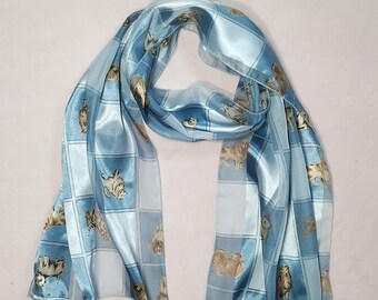 vintage 80s pastel novelty dog check scarf 70s 1980s kitsch whimsical quirky