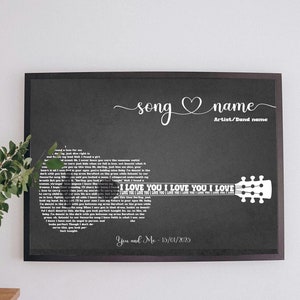 Custom Song Lyrics Poster, Printable Lyrics Poster, Wall Art with Your Favorite Song, Music Poster, Lyrics Poster, Custom guita Lyrics Print