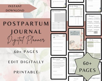 Postpartum Planner Journal, Fourth Trimester Care Checklist, Newborn Tracker,  Printable Postpartum Essential Planner, New Mom Gift