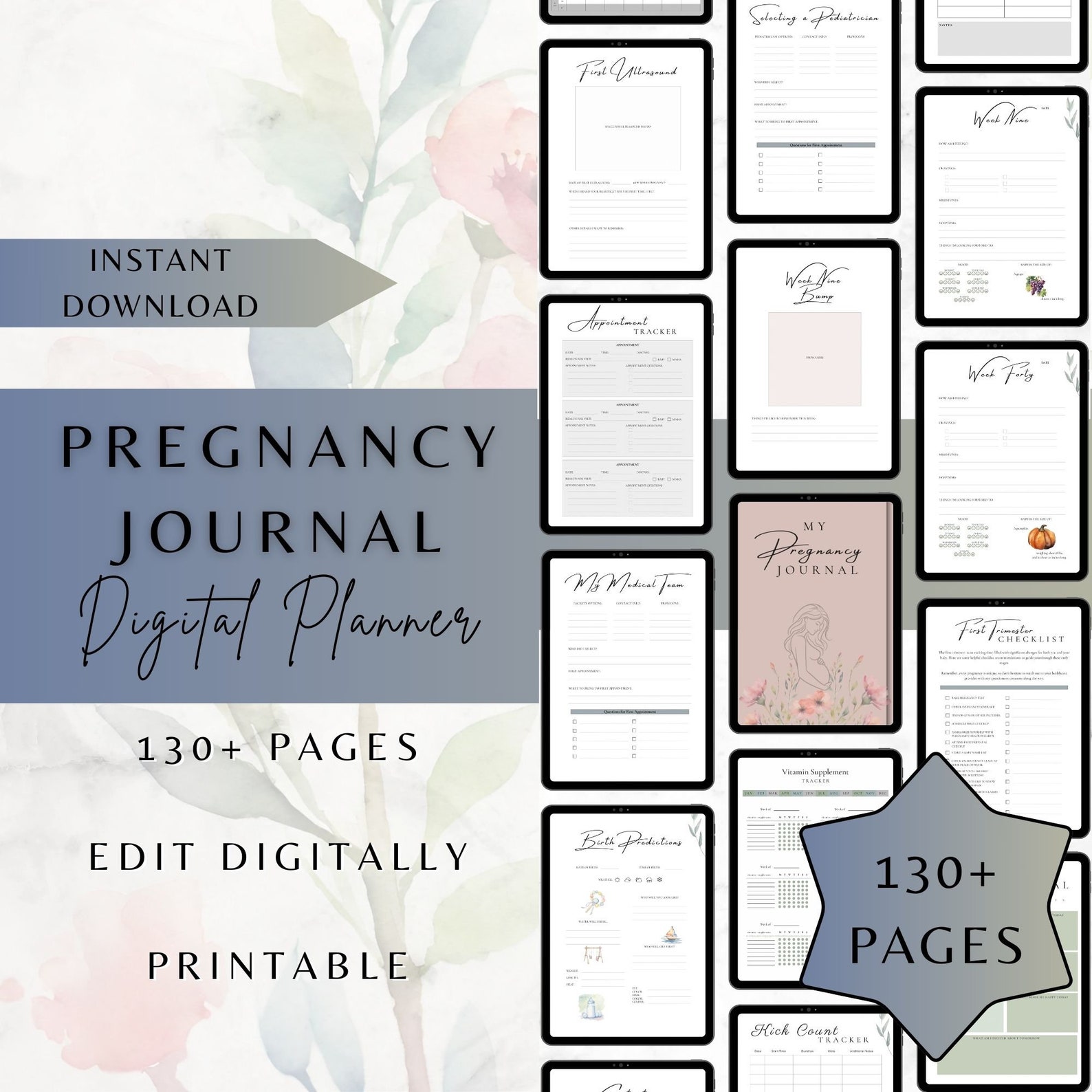 Pregnancy Planner Printable, Postpartum Journal, Pregnancy Journal ...