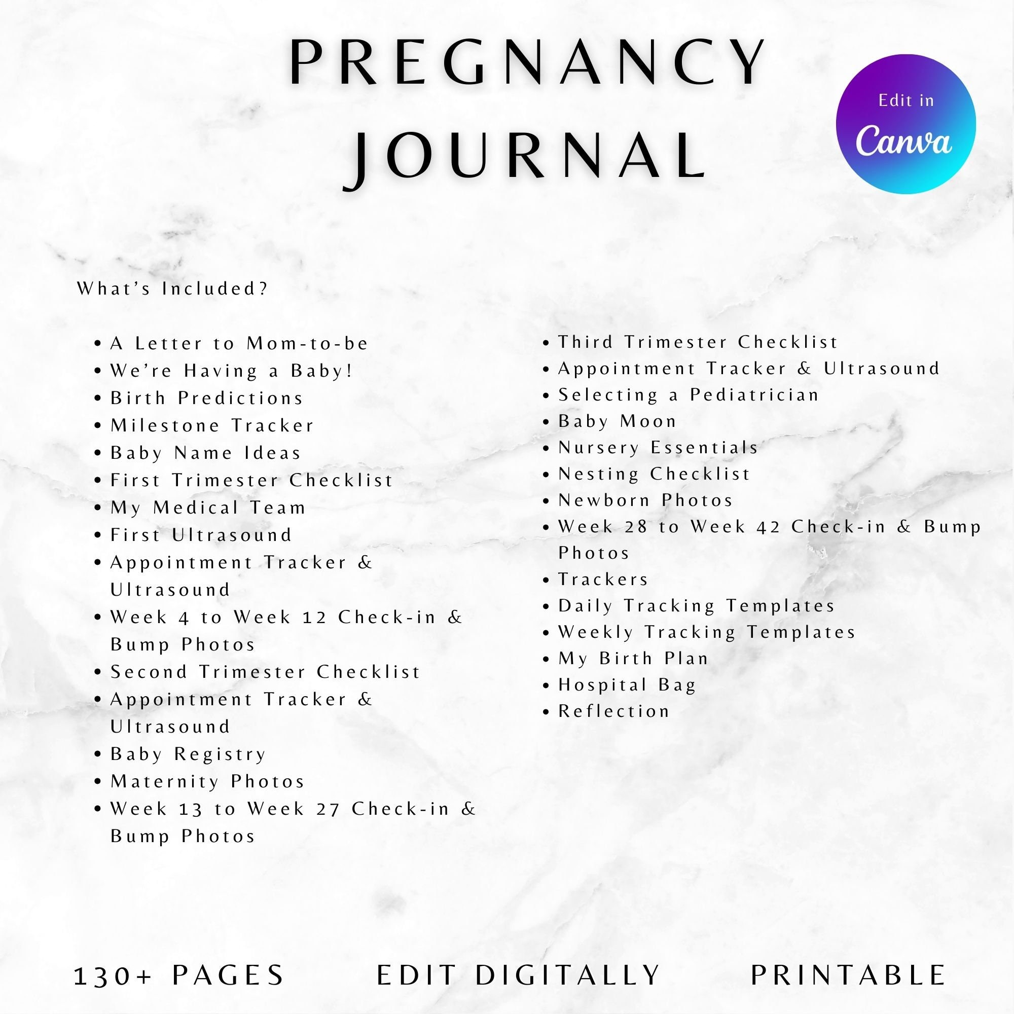 Pregnancy Planner Printable, Postpartum Journal, Pregnancy Journal ...