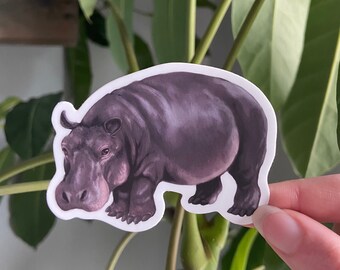 Hippopotamus Sticker: Wildlife Safari, Waterproof Vinyl