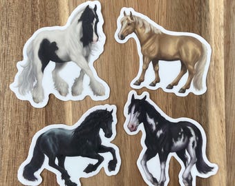 Horse Stickers: Friesian, Paint, Vanner, Palomino - Waterproof Vinyl