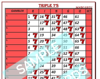 Triple 7's Board Game: 15 Line 75 Ball (PDF File)