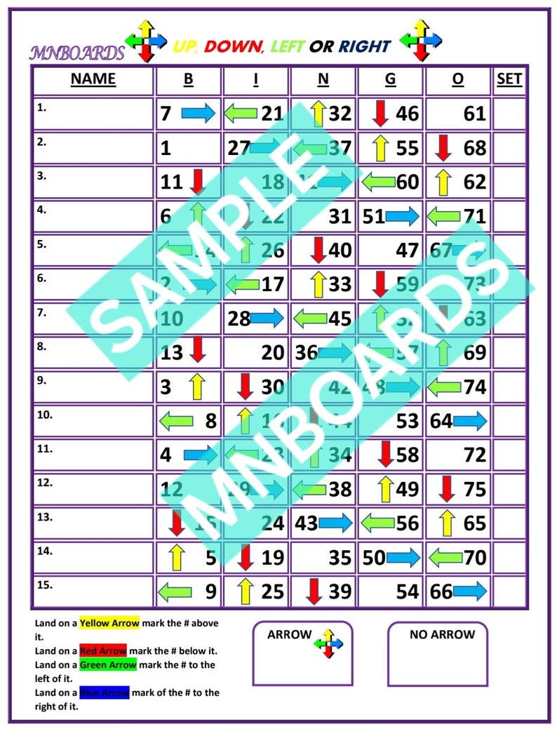 Up Down Left Right Game: 75 Ball Board (PDF) - Etsy