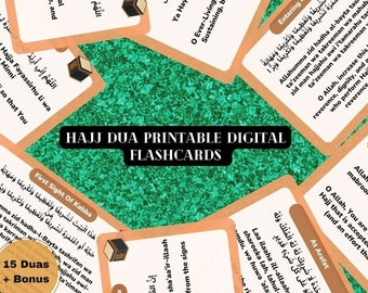 Flashcards du Hajj Dua | imprimables Umra Duas | Cartes Hajj | Cartes de prière | Doua islamique | Cartes de rappel Dua | PDF imprimable minimaliste