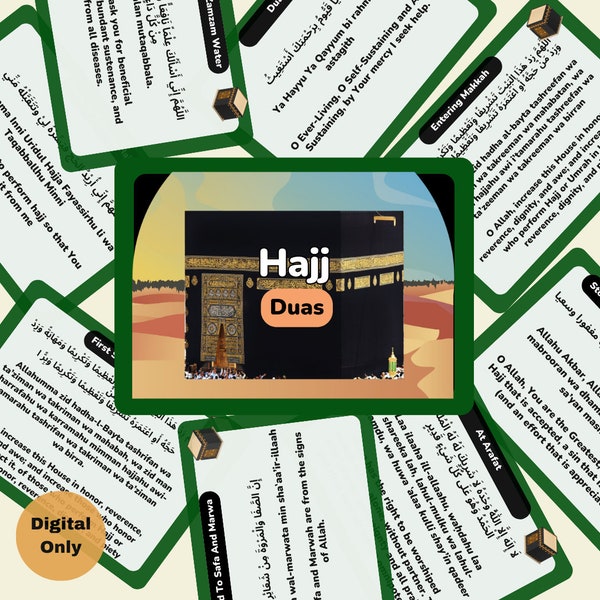 Flashcards du Hajj Dua | imprimables Umra Duas | Cartes Hajj | Cartes de prière | Doua islamique | Cartes de rappel Dua | PDF imprimable minimaliste