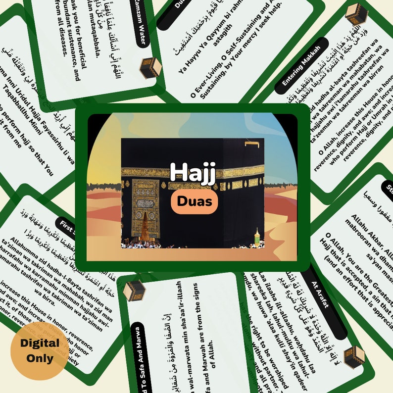 Hajj Dua Flashcards Umrah Duas Printable Cards Hajj Cards Prayer Cards Islamic Dua Dua Reminder Cards Minimalist Printable PDF image 1