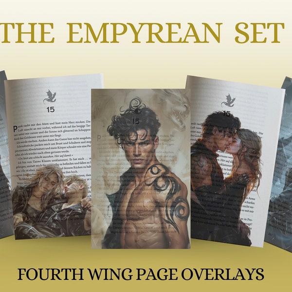 Book Page Overlay Fourth Wing | The Empyrean Set | Book Art of Xaden Riorson, Violet Sorrengail, Liam Mairi, Tairn