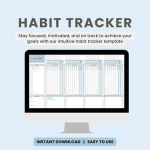 Habit Tracker Spreadsheet | Google Sheets Template | Daily Habit Planner Goal Tracker | Weekly Habit Goal Planner | Monthly Habit Routine