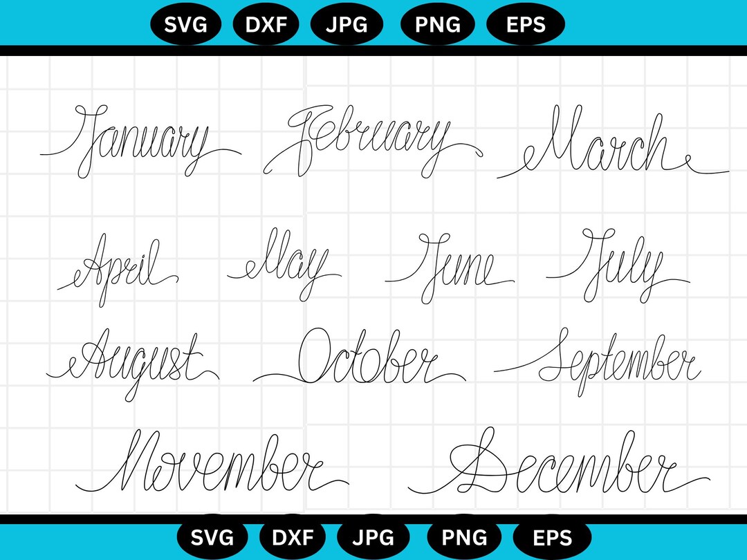 Months of the Year SVG Bundle Clipart Calendar SVG Calendar Months ...
