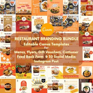 Restaurant Business Essentials Bundle | Editable Canva Templates for Menus, Flyers, Gift Vouchers & Social Media.