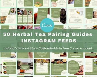 Herbal Tea Recipes Instagram Post Design | Editable Canva Template for Tea Lovers & Influencers