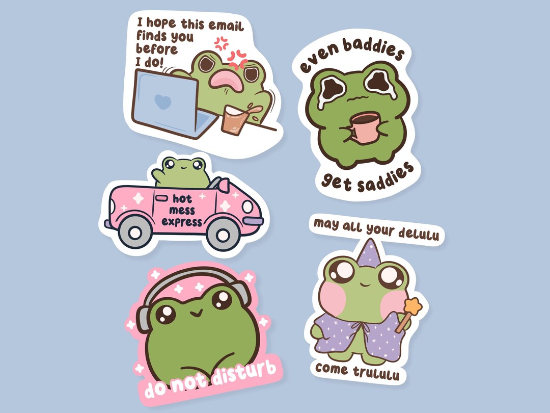 Cute Frog Sticker Bundle, Funny Animal Meme Sticker Pack, Cute ...