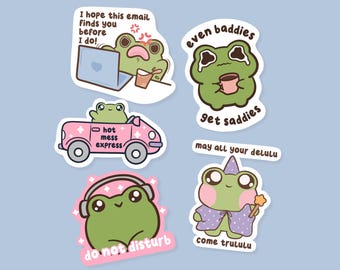 Cute Frog Sticker Bundle, Funny Animal Meme Sticker Pack, Cute Waterproof Sticker, Frog Lover Gifts Under 10, Sarcastic Humor,