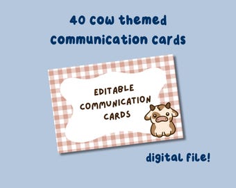 Cow Themed Printable Communication Cards, Non-Verbal Communication, Neurodivergent Tools, Autism, ADHD, Semi-Verbal, Communication Aid
