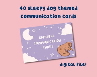Tarjetas de comunicación imprimibles de Sleepy Dog, comunicación no verbal, herramientas para personas neurodivergentes, autismo, TDAH, comunicación semiverbal, ayuda para la comunicación en adultos